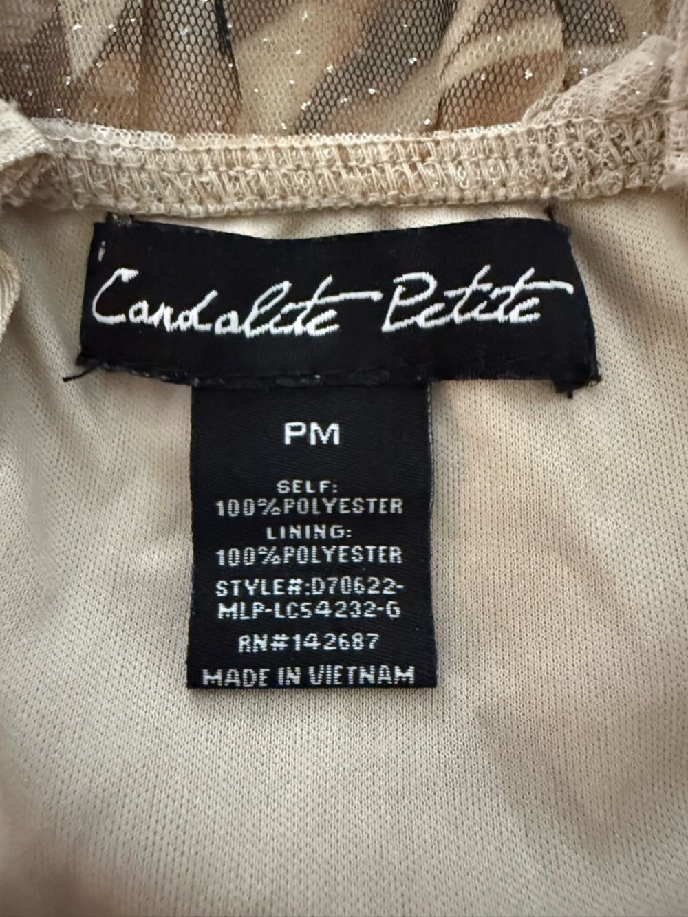 Candalite Petite Medium Floral Off-Shoulder Midi Dress sparkle beige brown fairy - Picture 15 of 16